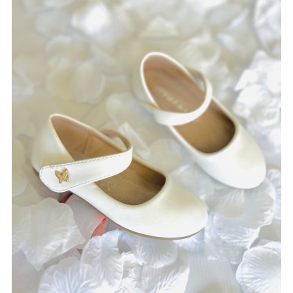 Biele dievčenské balerínky - Biela (Veľkosť 27)