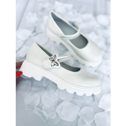 Biele dievčenské balerínky - Biela (Veľkosť 36)