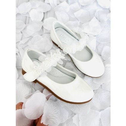 Biele dievčenské balerínky - Biela (Veľkosť 30)
