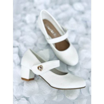 Biele dievčenské balerínky k 1sv.príjímaniu - Biela (Veľkosť 35)