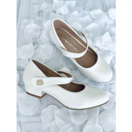 Biele dievčenské balerínky k 1sv.príjímaniu - Biela (Veľkosť 36)