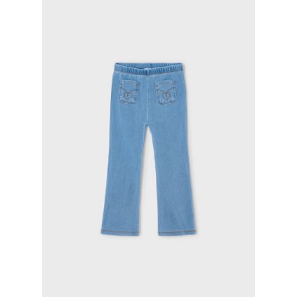 Dievčenské rozšírené nohavice-jeans efekt - Modrá (Veľkosť 140)