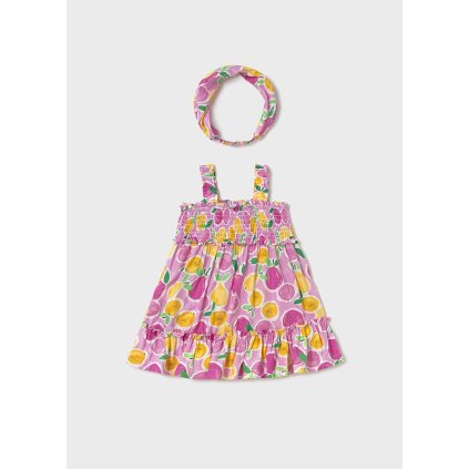 MAYORAL dievčenské letné šaty s čelenkou - Cyklámenová (Veľkosť 86)