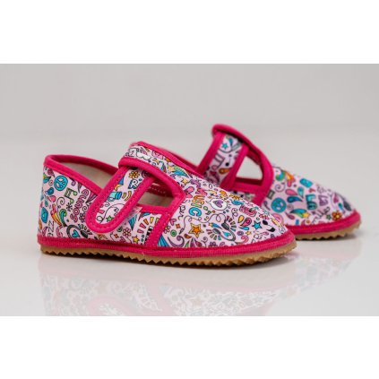 Barefoot dievčenské papuče SLIM - Ružová (Veľkosť 31)