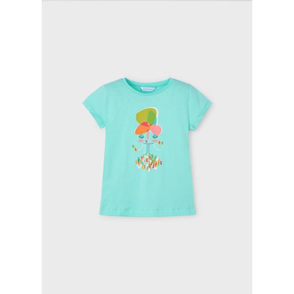 Dievčenské tričko s krátkym rukávom - Tyrkysová (Veľkosť 110)