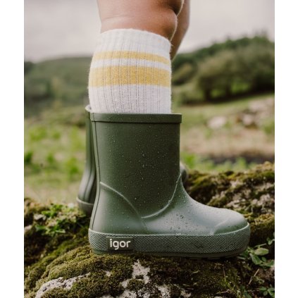 Detské barefoot gumáky IGOR - Zelená (Veľkosť 32)