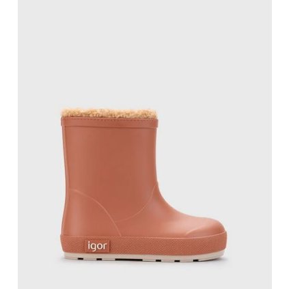 Detské zateplené barefoot gumáky IGOR - Hnedá