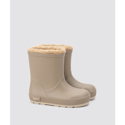 Detské zateplené barefoot gumáky IGOR - Béžová (Veľkosť 32)
