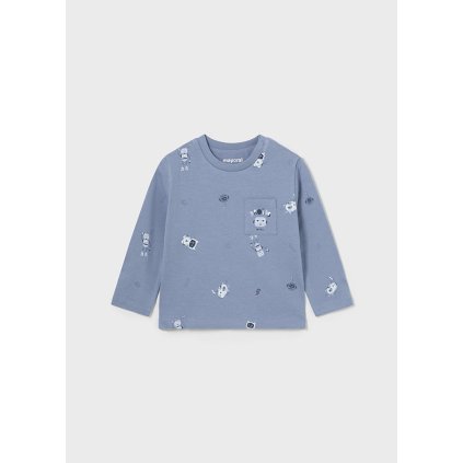 MAYORAL chlapčenské bavlnené tričko s potlačou - Modrá (Veľkosť 86)