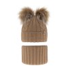 Dievčenská zimná čiapka s 2 brmbolcami a nákrčníkom (Veľkosť 2-5 rokov)