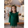 Dievčenské vianočné šaty s tylovou sukňou (Veľkosť 128, Farba Zelená)