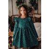 Dievčenské vianočné šaty so zlatými hviezdičkami (Veľkosť 140, Farba Zelená)