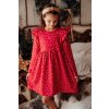 Dievčenské vianočné šaty so zlatými hviezdičkami (Veľkosť 134, Farba Červená)