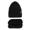 Detská zimná MERINO čiapka s nákrčníkom (Veľkosť UNI, Farba Čierna)
