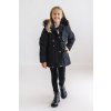 Zimná dievčenská parka s kožušinkou - Čierna (Veľkosť 158/164)