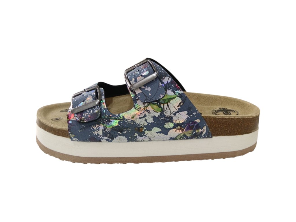 MEDI LINE S182 dámské pantofle THEA 410 modré s květy