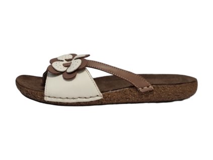 Walk dámské kožené žabky 7261 55550 bianco marrone