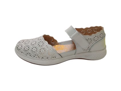 Dámské bíle mokasíny s páskem na suchý zip V+J 220-0185-L1-23