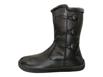 BEBARE Tampere kožené barefoot vyšší kotníkové boty F785 černé