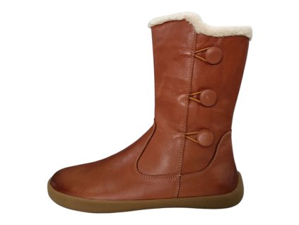 BEBARE Tampere kožené barefoot vyšší kotníkové boty F786 hnědé