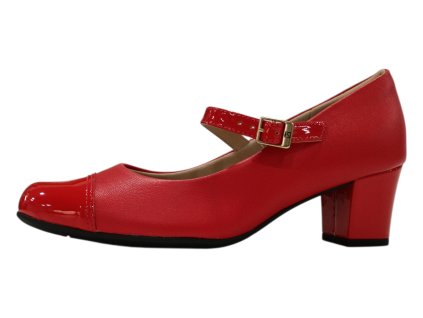 PICCADILLY dámské lodičky  110185-7 červené s lakovanou špičkou