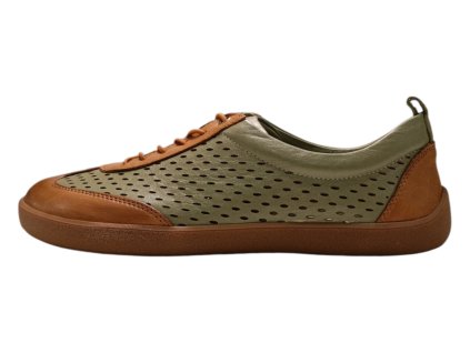 BEBARE Kavala kožené barefoot boty 26064 zeleno - hnědé