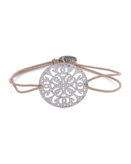 Jemný provázkový náramek hnědý a mandala