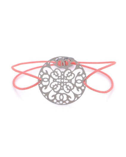 Jemný provázkový náramek oranžový a mandala