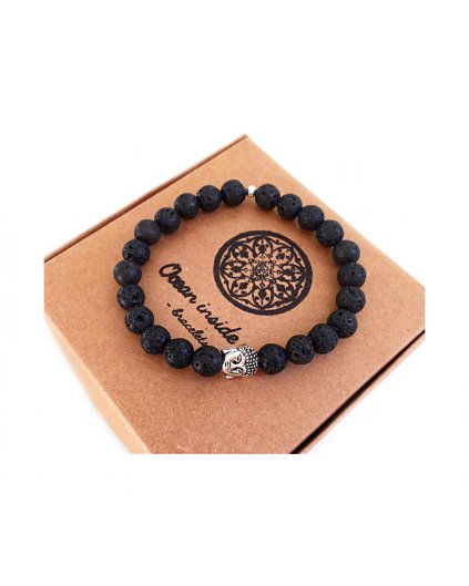 Buddha náramek z minerálu lávový kámen
