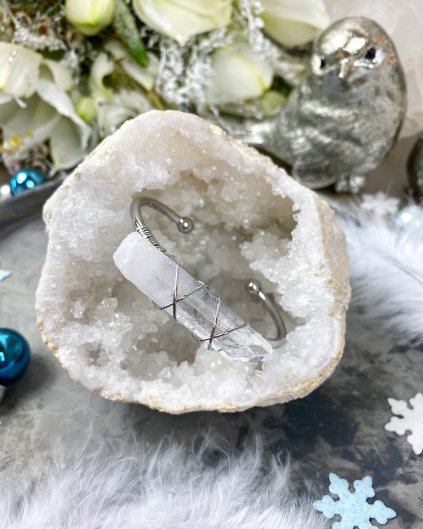 Náramek s krystalem křišťálu silver