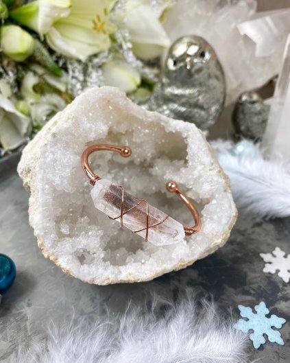 Náramek s krystalem křišťálu rose gold