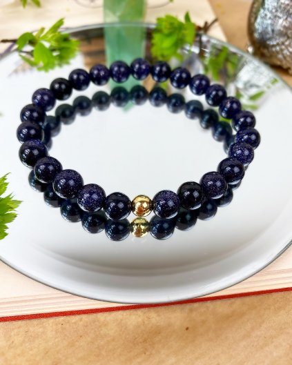 Náramek z minerálu tmavá modř lapis lazuli - zářící aura