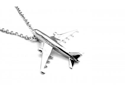 řetízek a přívěsek (náhrdelník) - chirurgická ocel - letadlo