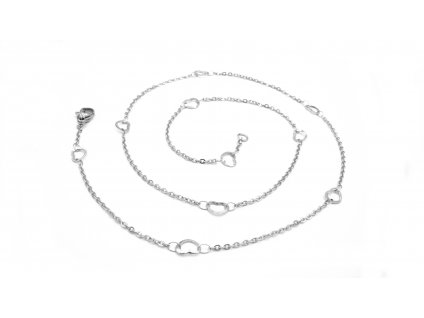 řetízek - náhrdelník - jemný - srdíčka - chirurgická ocel
