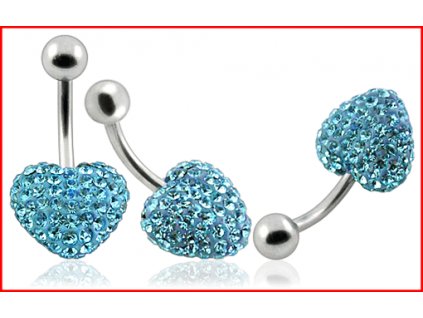 piercing s krystaly - srdce tykrysové
