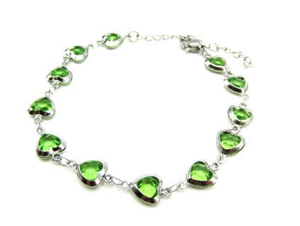 náramek srdce zelené z chirurgické oceli náramek srdíčko chirurgická ocel