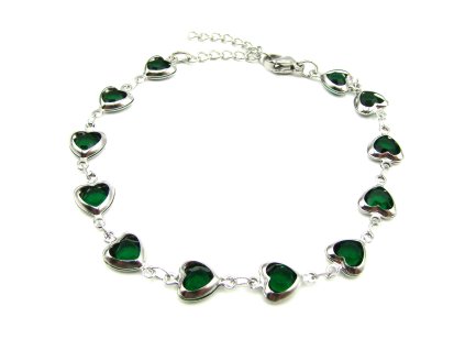 náramek srdce zelené z chirurgické oceli náramek srdíčko chirurgická ocel