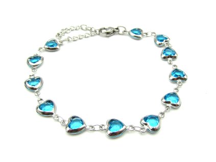 náramek srdce modré z chirurgické oceli náramek srdíčko chirurgická ocel