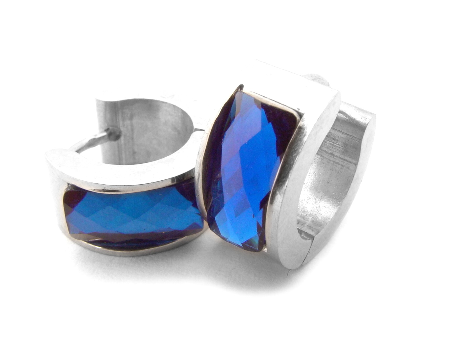 Steel Jewelry Náušnice modré kroužky z chirurgické oceli NS140102