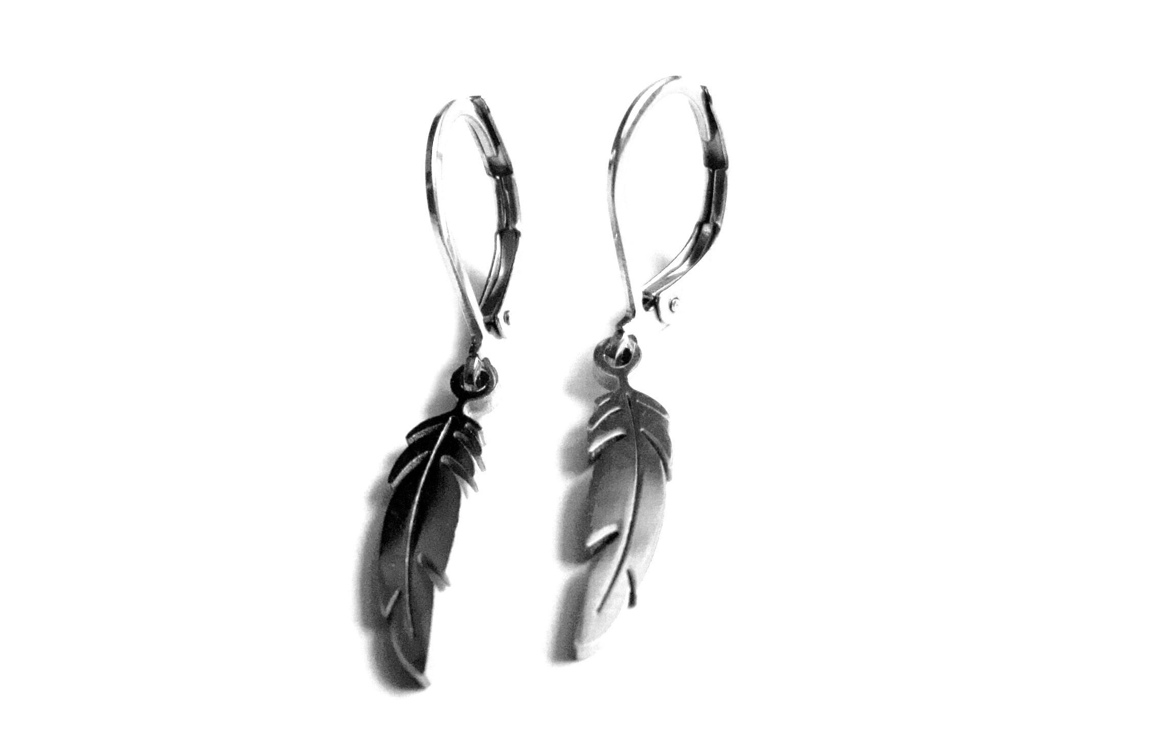 Steel Jewelry Náušnice pírka z chirurgické oceli NS140206