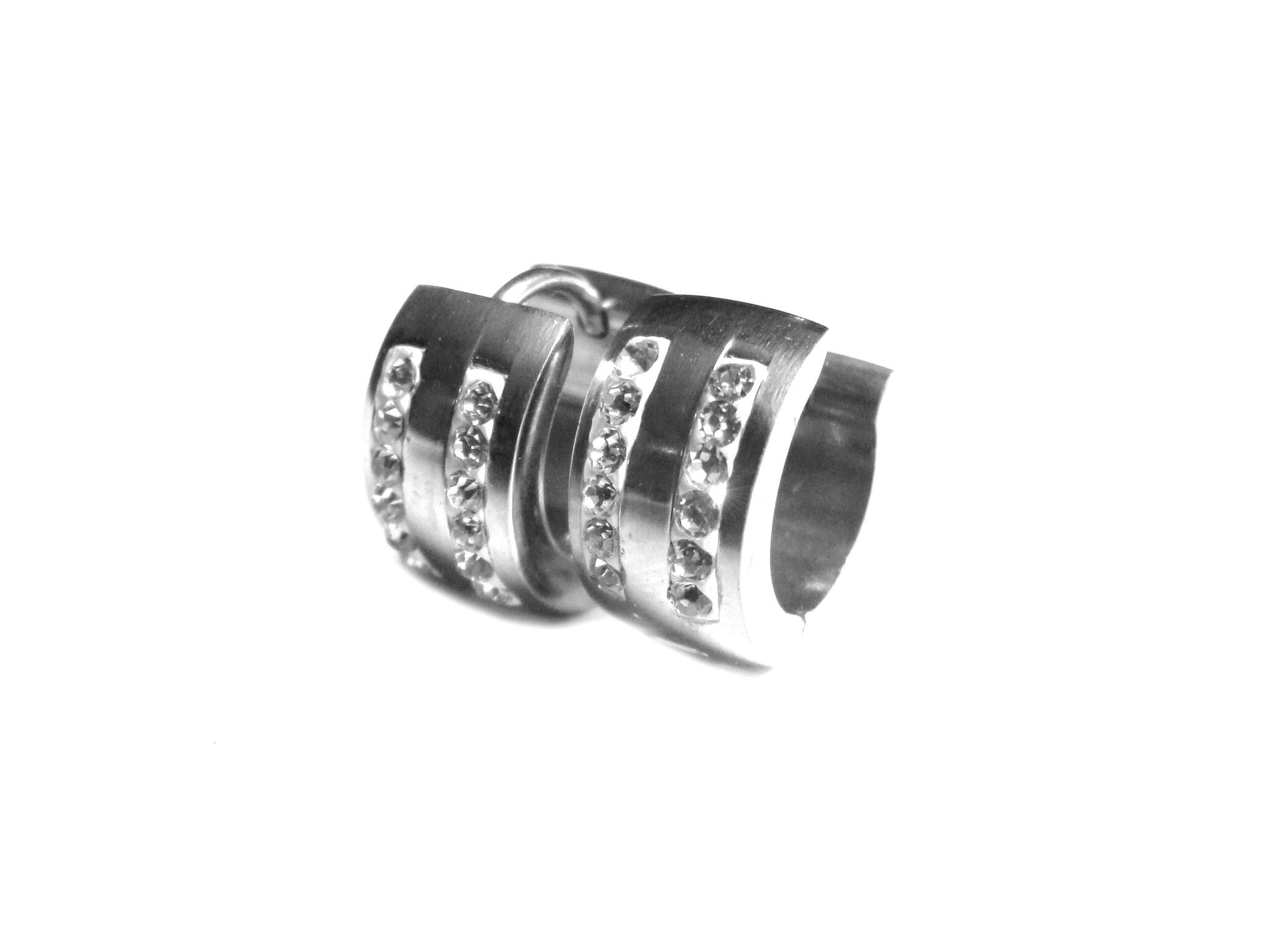 Steel Jewelry Náušnice krystalkové kroužky z chirurgické oceli NS151203