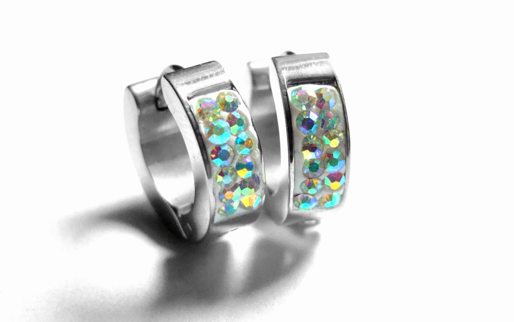 Steel Jewelry Náušnice duhové kroužky z chirurgické oceli NS151205