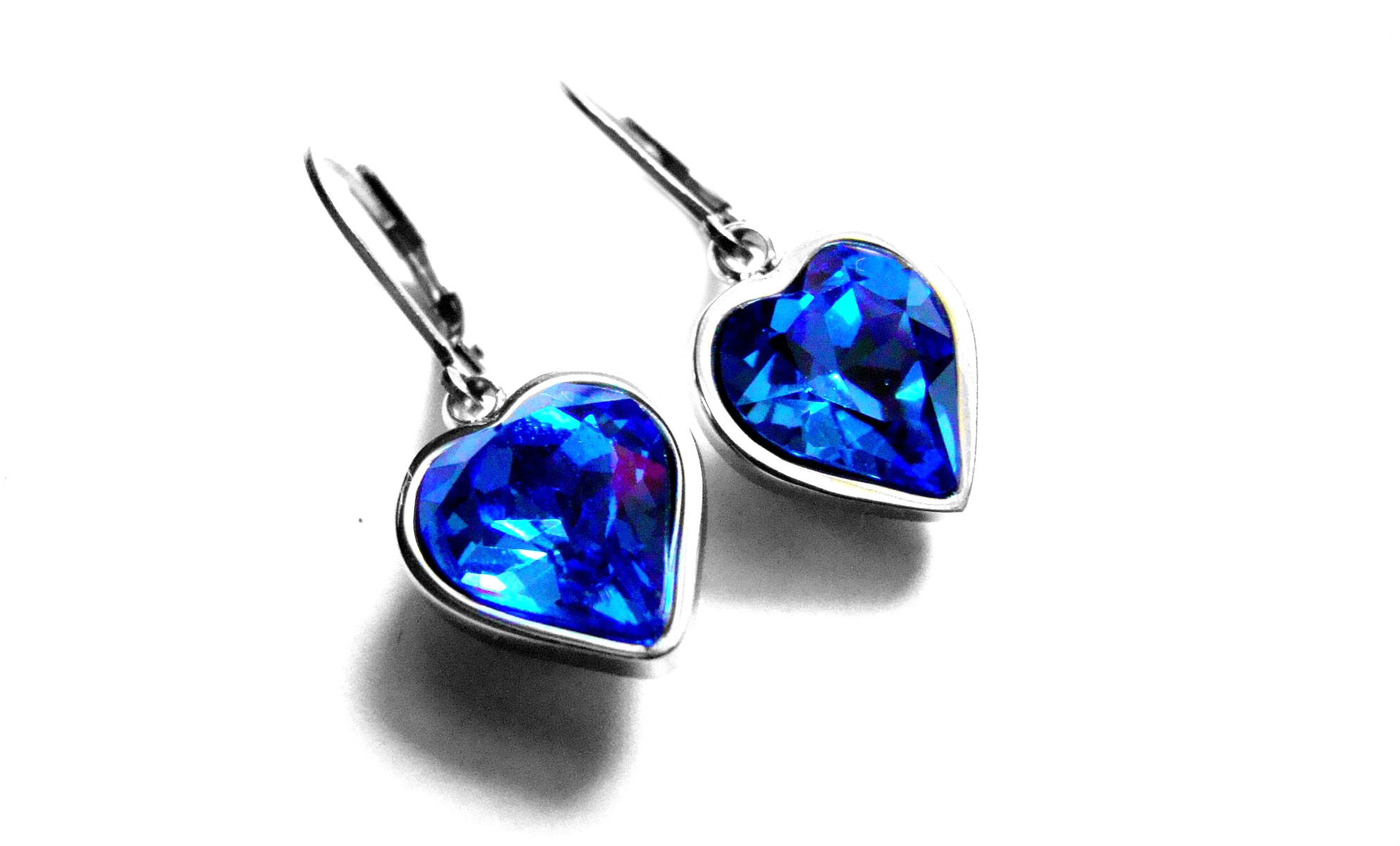 Steel Jewelry Náušnice modré srdce z chirurgické oceli NS150908