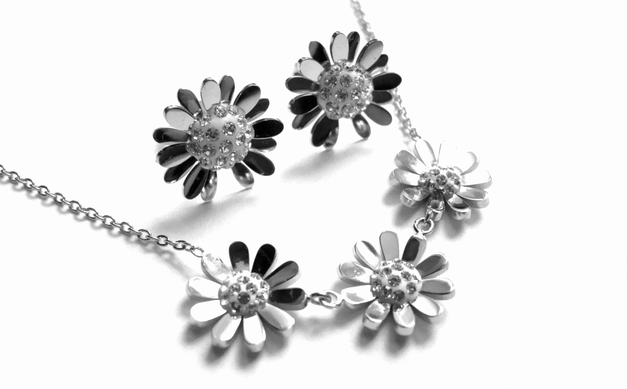 Steel Jewelry Set náhrdelník a náušnice kopretiny z chirurgické oceli SET160204