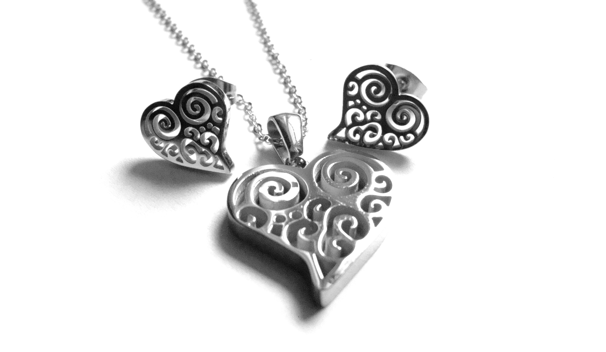 Steel Jewelry Set náhrdelník a náušnice srdce z chirurgické oceli SET130118