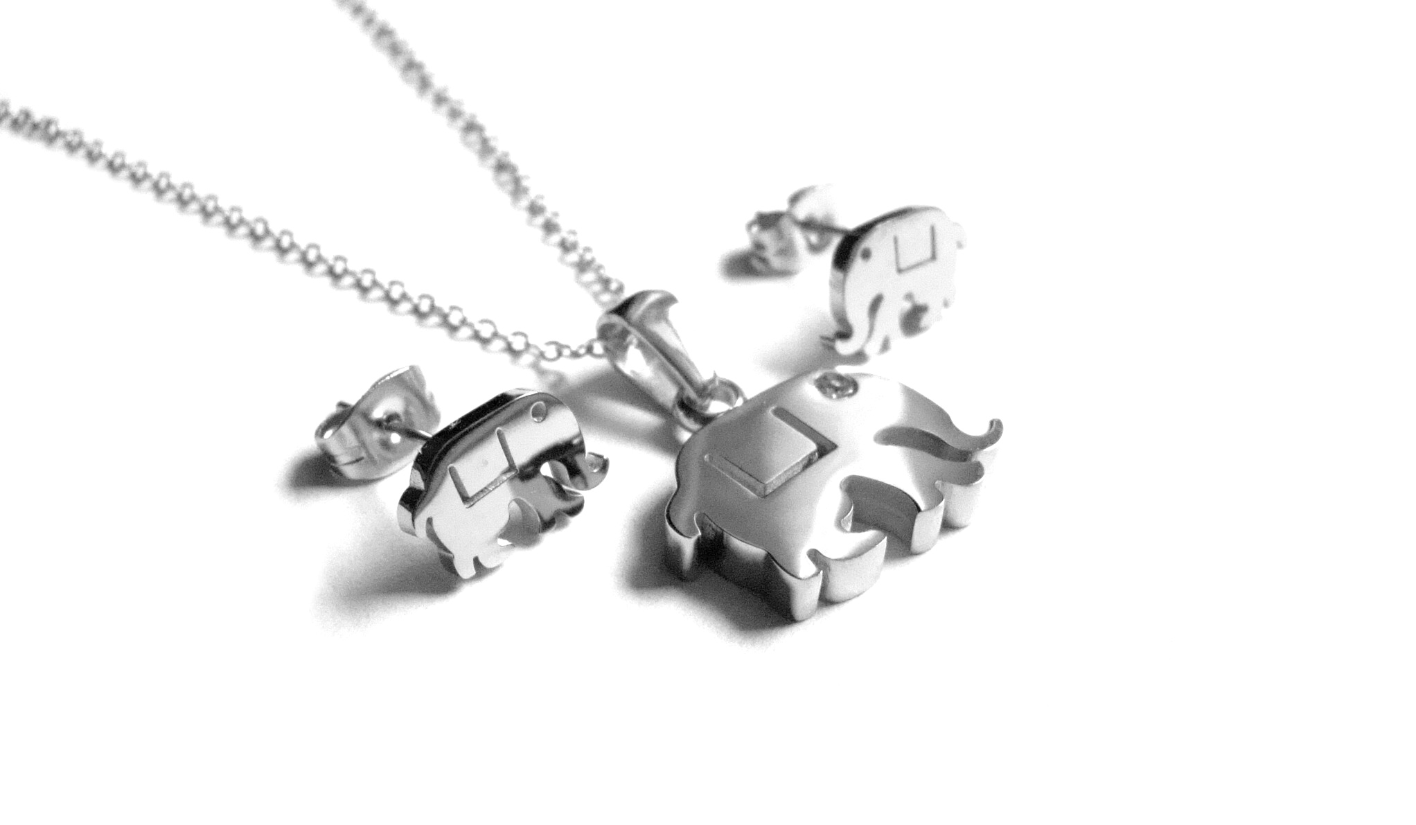 Steel Jewelry Set náhrdelník a náušnice slon z chirurgické oceli SET180311