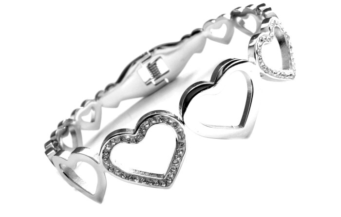 Steel Jewelry Náramek srdce z chirurgické oceli NR100270