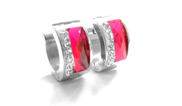 Steel Jewelry Náušnice růžové kroužky z chirurgické oceli NS090213