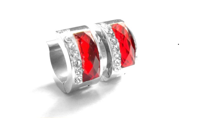 Steel Jewelry Náušnice červené kroužky z chirurgické oceli NS090493
