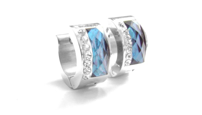 Steel Jewelry Náušnice modré kroužky z chirurgické oceli NS140216